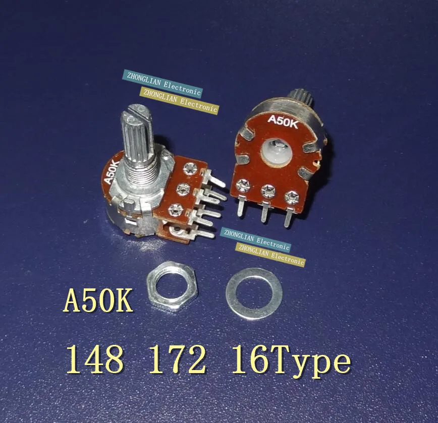 

free shipping 5pcs/Lot 148 172 16Type Taiwan double potentiometer A50K volume potentiometer