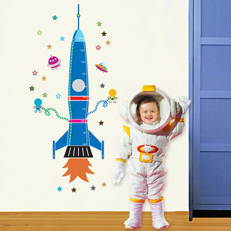 

1 Set/Pack New Arrived Rocket Baby Measurement Wall Sticker Removable Decoration Decals for Bedroom Kitchen Living Room Walls