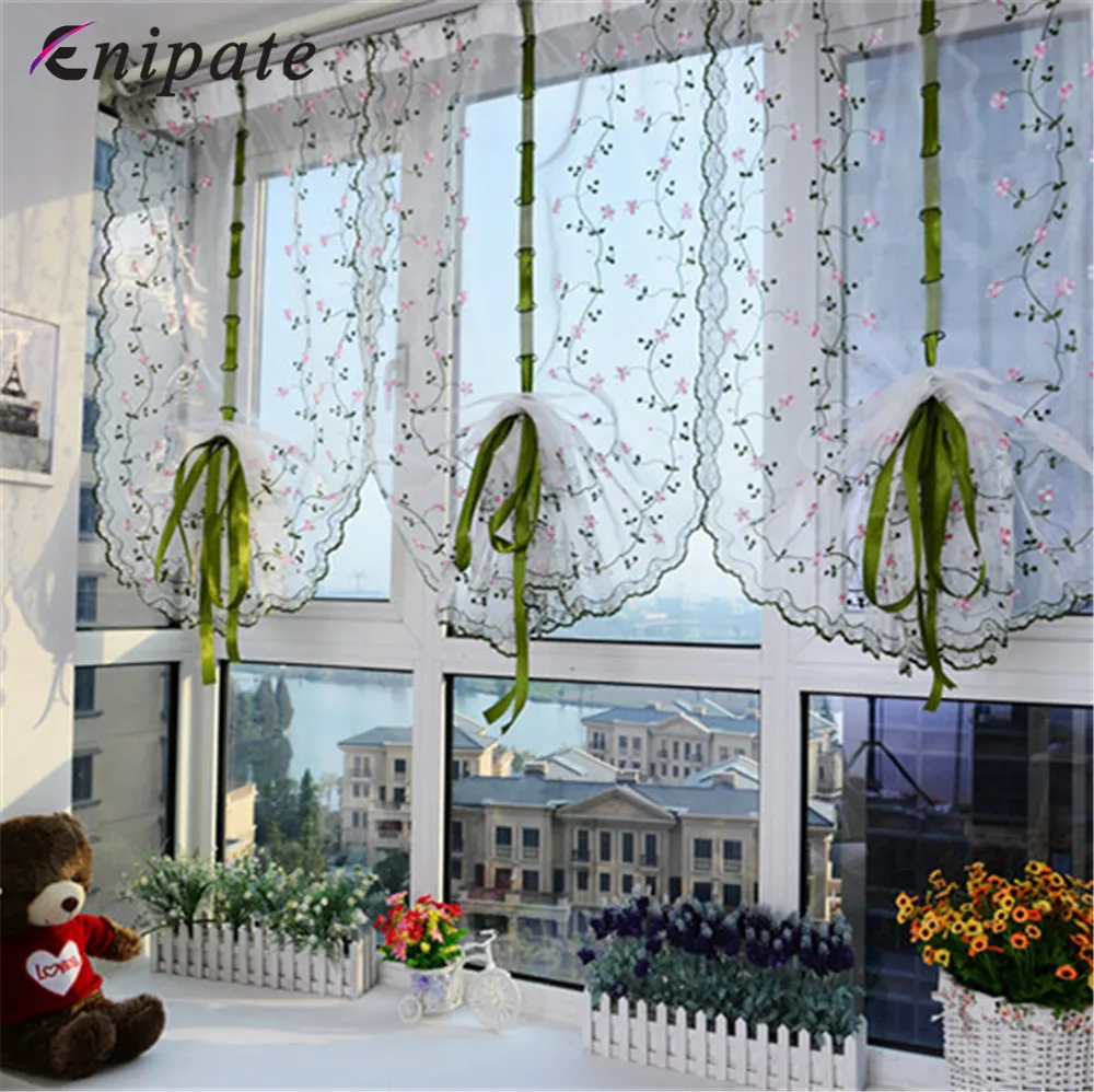Enipate 1 шт. Цветочный Тюль в пасторальном стиле для окна римская штора вышитая