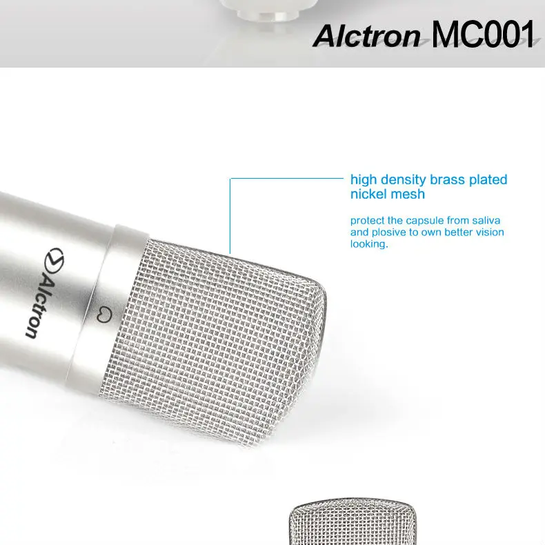 Alctron MC001 Профессиональный Большой мембранный FET Студийный конденсаторный микрофон, записывающий микрофон