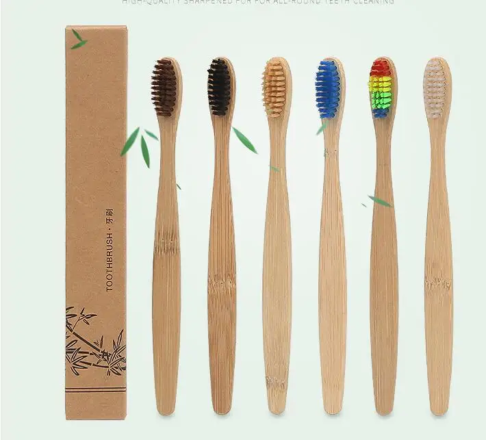 Branqueamento de Cerdas Macias de Bambu Alça de Bambu Escova de Dentes Mixed Íris Colorido Natural Oral Care Eco 30 Pcs 2 Cheap Escovas de dentes