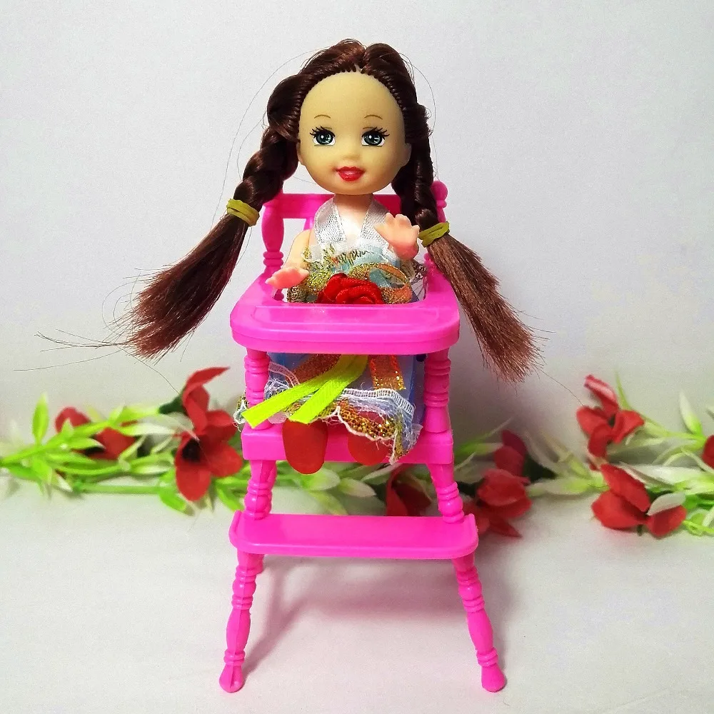 

Fashion Doll Accessories Plastic Dinning Chair for Kelly Doll 1/12 for Kids Play House Dollhouse Toys for Barbie Girls Gift