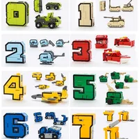 10Pcs Creative Assembling Educational Blocks Action Figure Number Transformation Robot Deform Plane Car Gift Toys for Children 3