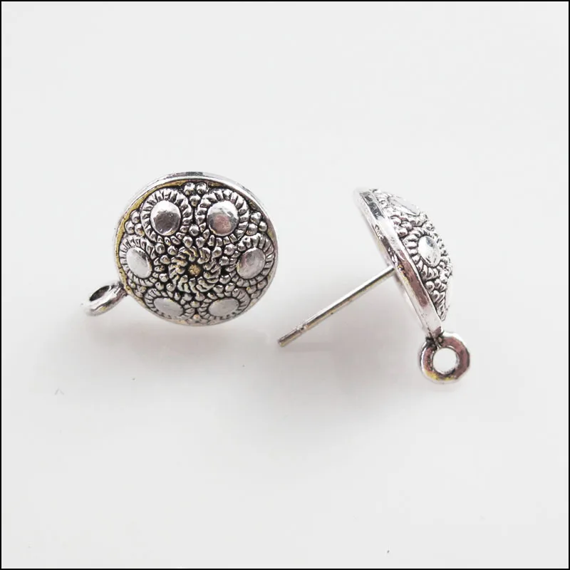 

New 6Pcs Tibetan Silver Tone Round Flower Wire Earrings Hooks Findings 12.5mm