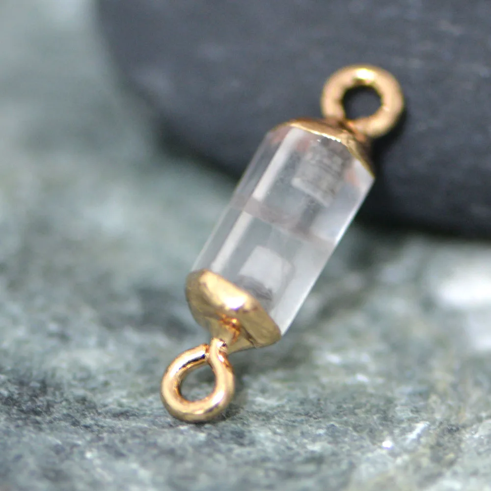 5*15mm Tiny Quartz Connectors Wholesale Jewelry Supplies Gold Plated