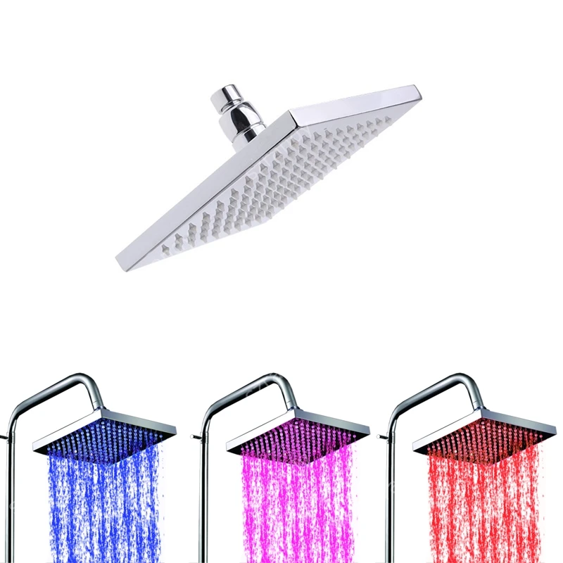 

8 inch temperature control 3 colors high quality light shower head with automatic color changing sprinkler