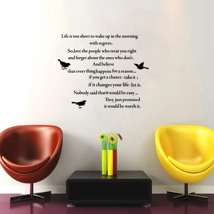 Citation De Poeme La Vie Est Trop Courte Autocollant Mural En Vinyle Decoration Pour La Maison Salon Bureau Aliexpress