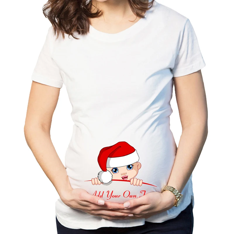 Christmas Maternity Clothing Tees Tops Summer Pregnant Maternity T Shirts Short Sleeve Casual Pregnancy Clothes Funny Pregnant