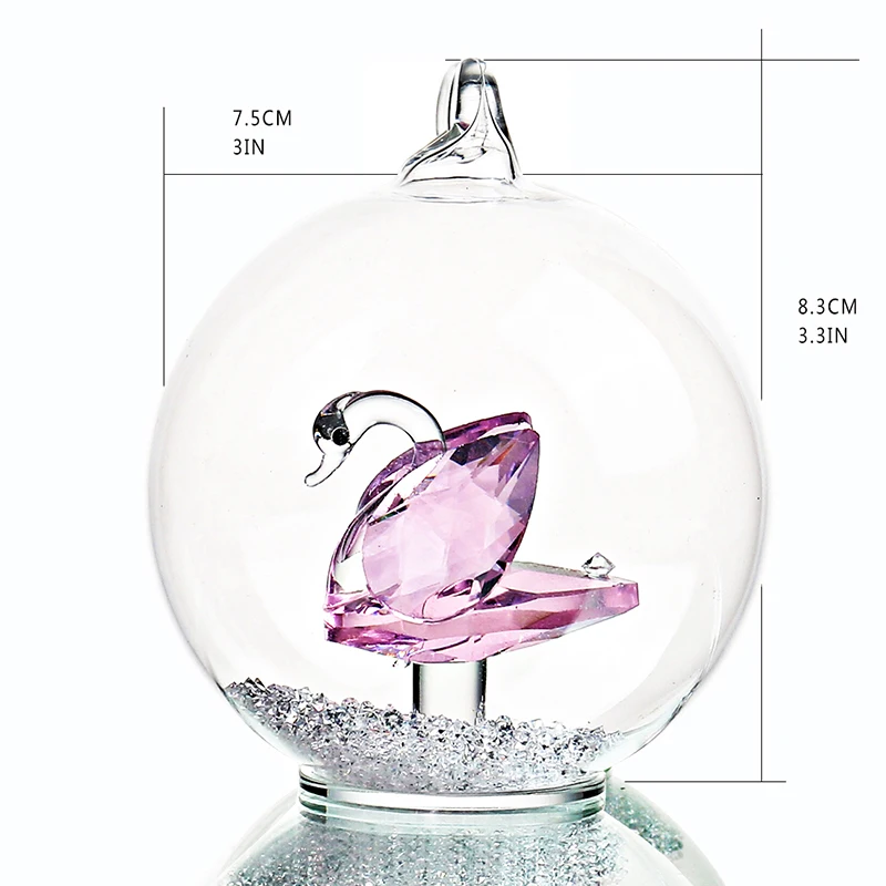 H& D Хрустальная стеклянная Статуэтка Лебедя в стеклянном куполе, Висячие стеклянные Рождественские шары елочные украшения