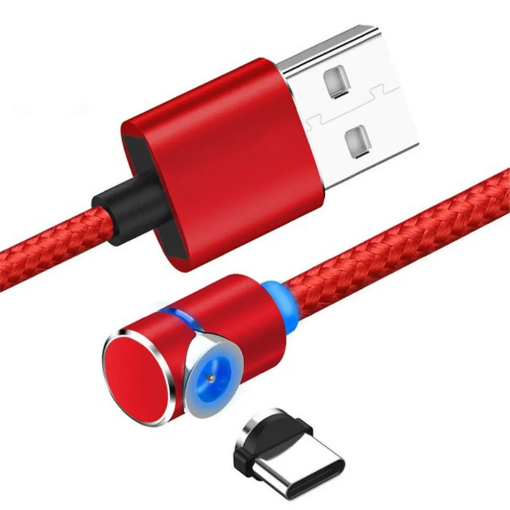 Магнитный круглый светодиодный кабель type C USB-C для samsung huawei P20 P10 P9 Xiaomi Mi4C 2 м, кабель для быстрой зарядки, зарядное устройство, вращение на 360 градусов