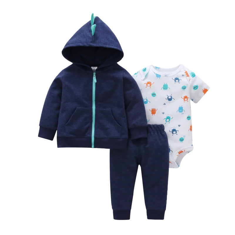 2018 BABY BOY CLOTHES autumn winter cotton long sleeve hooded coat+romper+pants 3PCS tracksuit infant newborn baby girl clothing