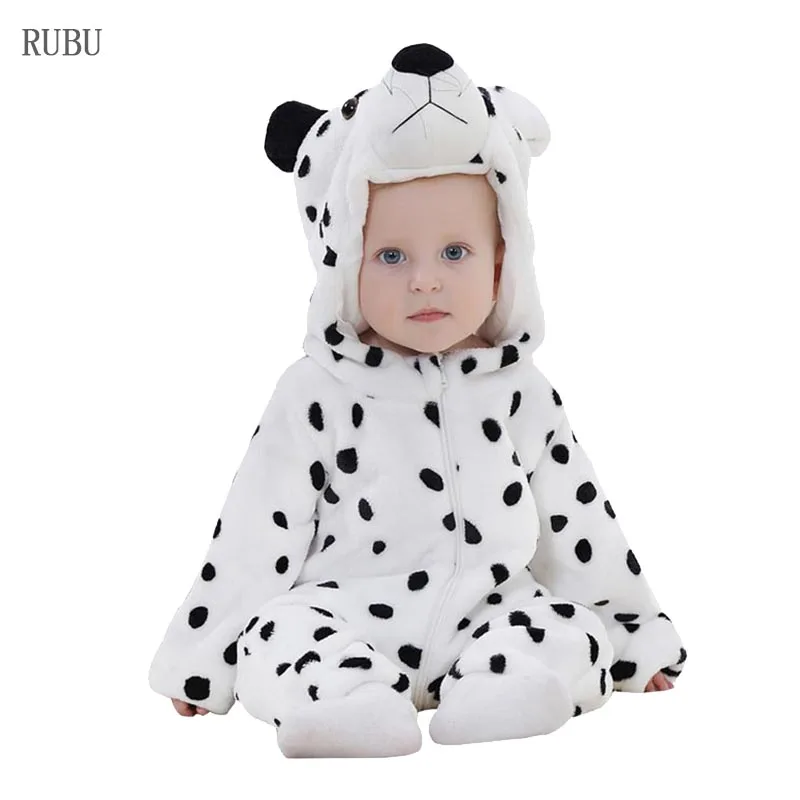 Одежда для новорожденных малышей, фланелевая Одежда для мальчиков комбинезоны с животными Комбинезоны для маленьких девочек Одежда для малышей Пижама Тигр костюмы - Цвет: Snow leopard