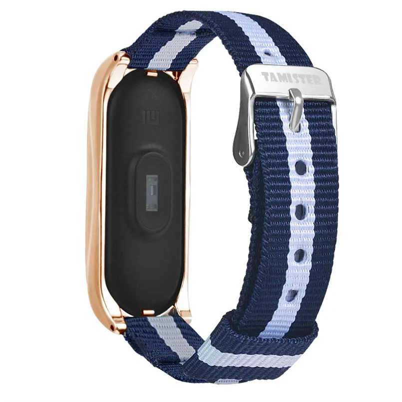 Fashio Navy Nylon Wristband Canvas Sport Strap Watch Band Replacemen For Xiaomi Mi Band 3 Watch band Size 25x1.95x0.54cm 40MR1405