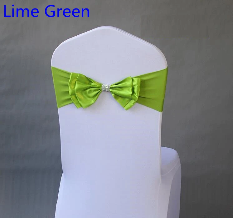 Lime Green colour Satin chair sash Spandex chair sash bow tie Lycra fit