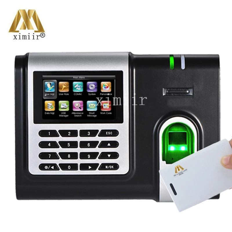 

X628-C 3 inch screen fingerprint and 13.56MHZ MF card reader time attendence machine can connect with printer