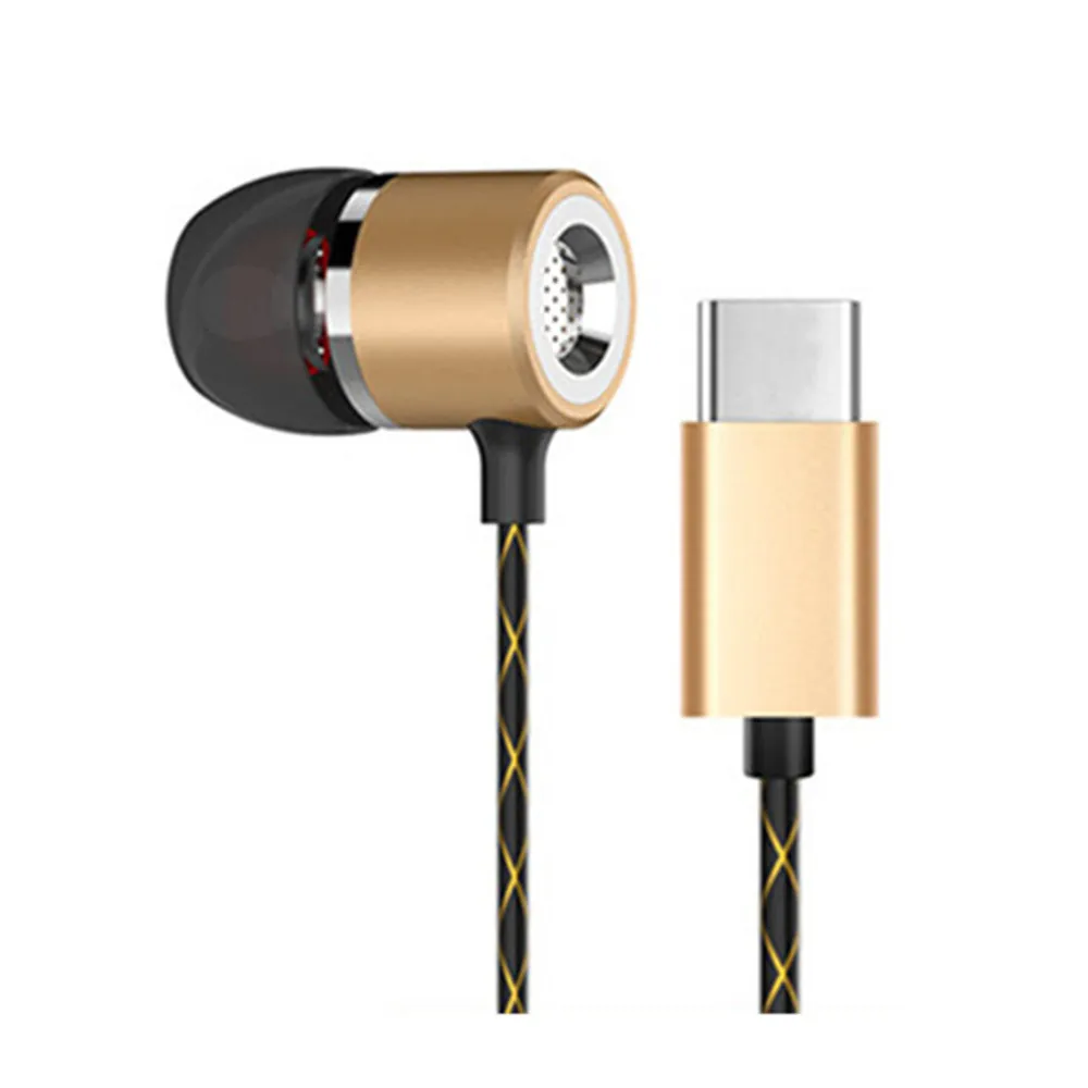 USB Type C Earbud Headphones Extra Bass Noise Cancelling for Xiaomi Huawei