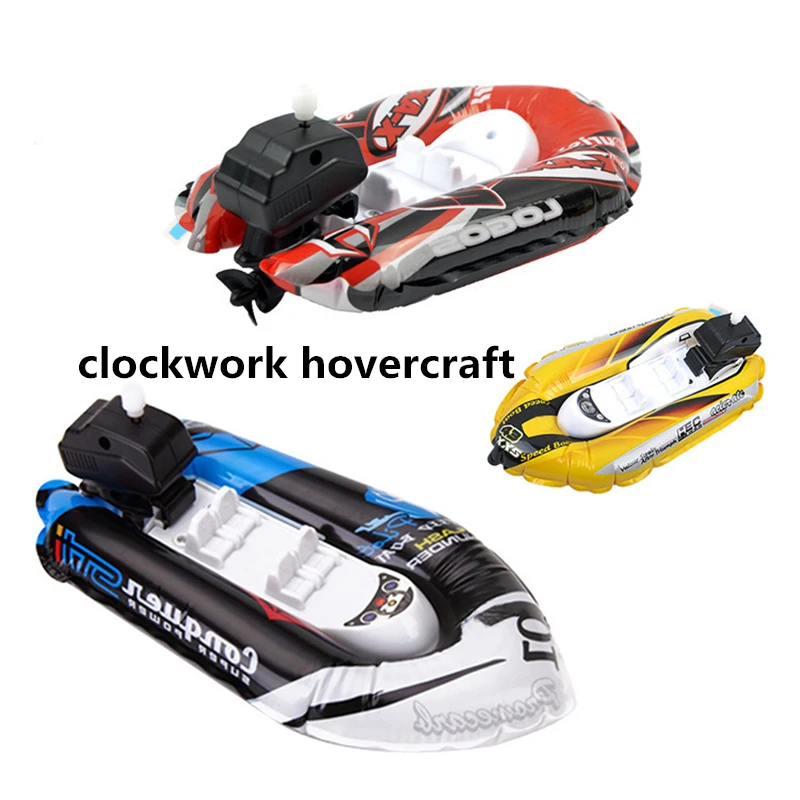 

2019 Summer Clockwork Bath Toy Childrens Inflatable Hovercraft Wind Up Toy Speedboat Boys Girls Gift