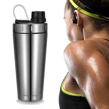 Protein Shaker cup stainless steel water bottle Outdoor Gym Training drink powder milk mixer Sport fitness water bottles 500ml