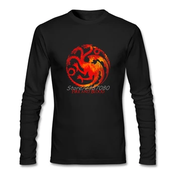 

Game Of Thrones Fire And Blood Tees Shirt Pop Hip Hop Long Sleeve Bespoke 100% Cotton Crewneck T Shirts