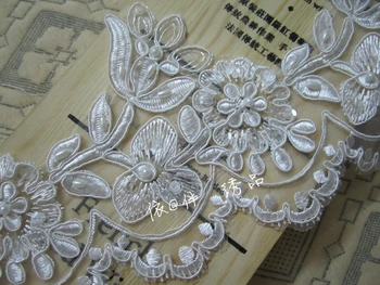 

Fashion Lace Trim for Wedding Dress Veil Lace decoration handmade DIY pearl beading lace trim