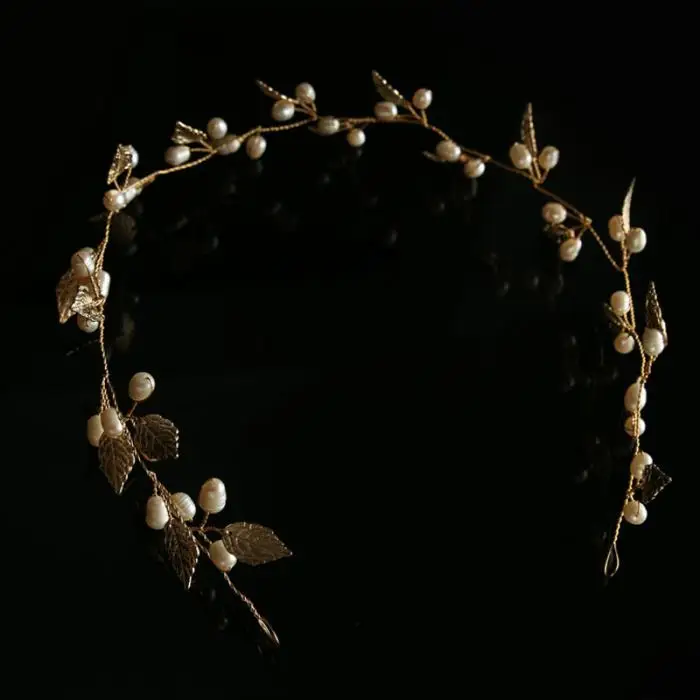 ACRDDK ободок тиара де Noiva из золотого и серебряного жемчуга, свадебные украшения для волос, женские украшения, свадебные аксессуары для волос SL