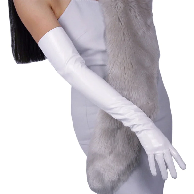 Patent Leather Extra Long Gloves 60cm Long Style Imitation Genuine Leather Woman Gloves Synthetic Leather PU Gloves P33 Patent Leather Extra Long Gloves 60cm Long Style Imitation Genuine Leather Woman Gloves Synthetic Leather PU Gloves P33