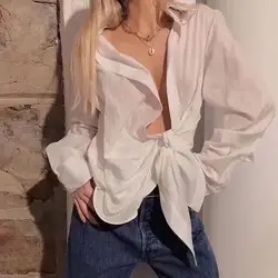 Новые женские белая блузка моды Горячая Распродажа