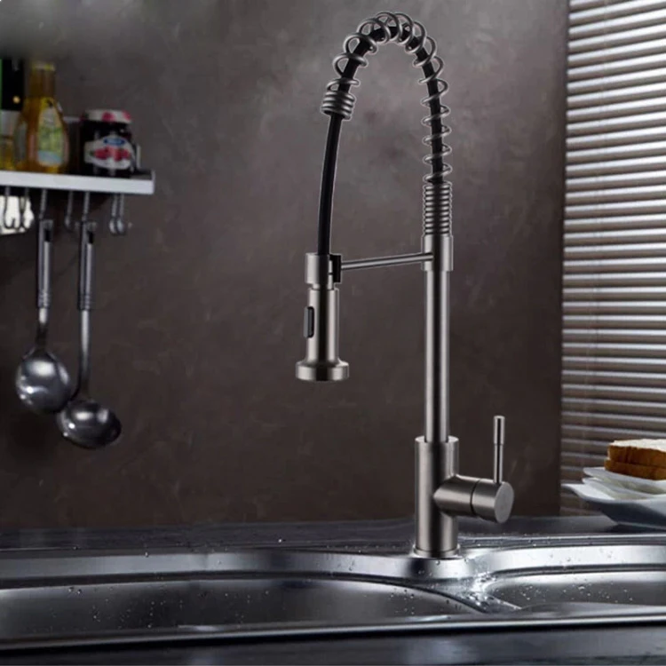 Multi function stainless steel kitchen faucet SUS304 stainless steel pull kitchen faucet stainless steel spring faucet