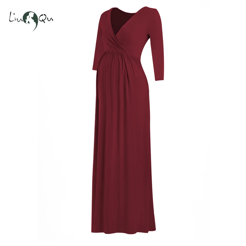 

Maternity Dress Pleated V Neck Half Sleeve Breastfeeding Clothes Nursing Dress Pregnancy Baby Shower Summer Dress Vestidos