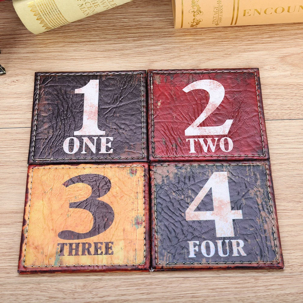 

LINKWELL 10cmx10cm Retro Numbers Colorful Coaster Cup Holder Drink Placemat Mat Black 1 Red 2 Yellow 3 Green 4