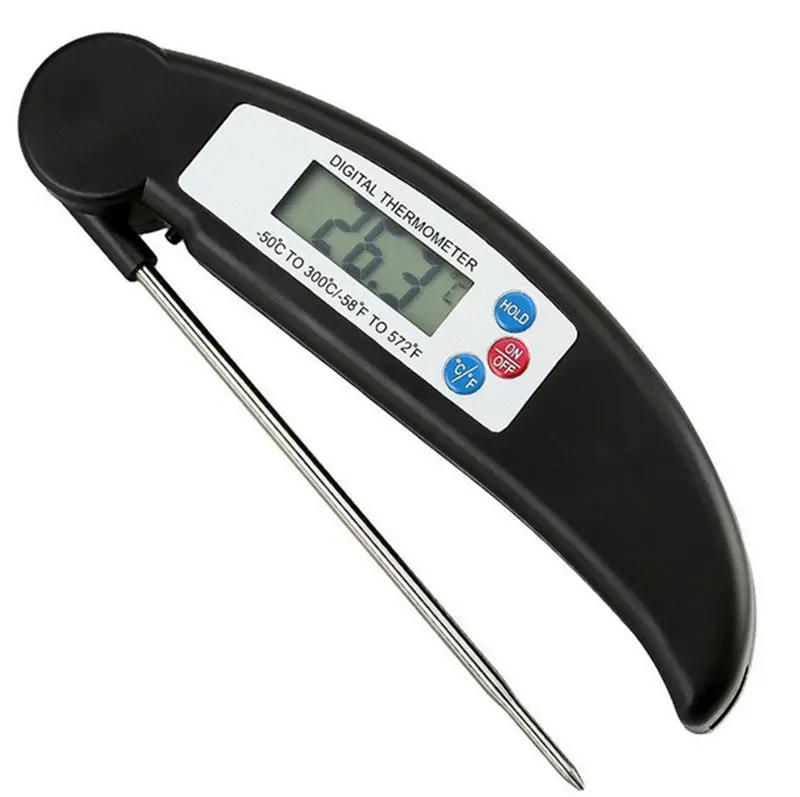Складной цифровой термометр для плиты барбекю складной мяса еда зонд Кухня температура Термометры Открытый Дорожный термометр - Color: Black