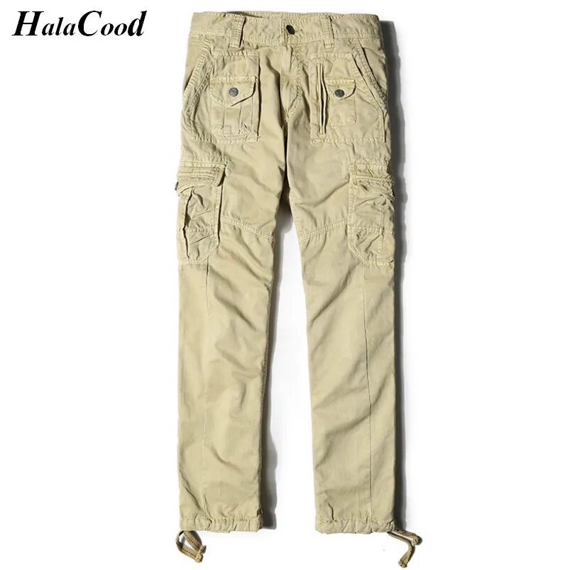 

HALACOOD Hot New Fashion Sexy Top Quality Brand Men Cargo Pants Cotton Big Pockets Decoration Casual Easy Wash Male Autumn Pants