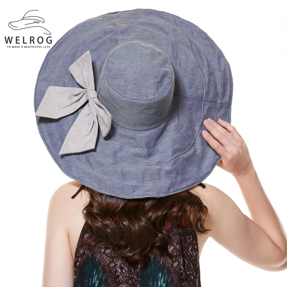 WELROG Summer Foldable Floppy Fabric Hats Women UV Protection Large