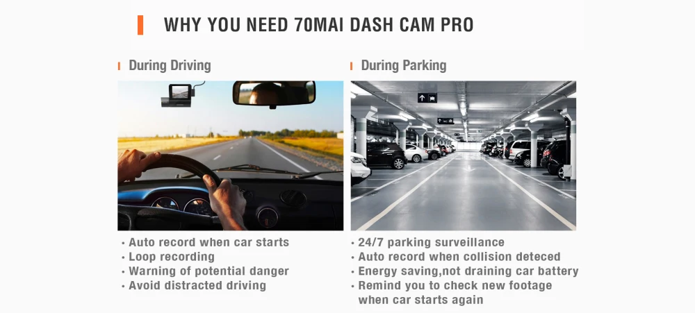 XIAOMI 70mai Dash Cam Pro 1944P HD Автомобильный видеорегистратор Камера IMX335 140 градусов FOV функция Расширенная система помощи водителю управление приложением