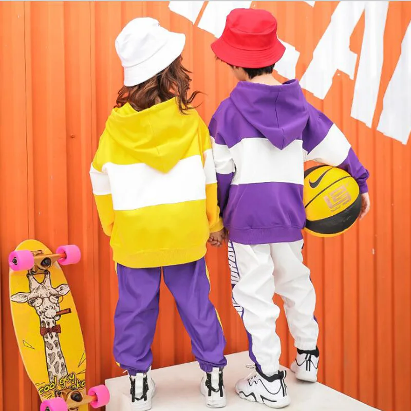 Детские толстовки с капюшоном в стиле хип-хоп; Одежда для девочек и мальчиков; толстовка; штаны для бега; костюмы для джазовых танцев; одежда для бальных танцев