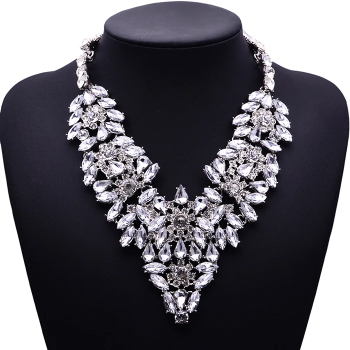 

XG098 Ultra-luxury European and American Big Exaggration Bohemia Necklaces & Pendants Multi-layer Crystal Statement Necklace