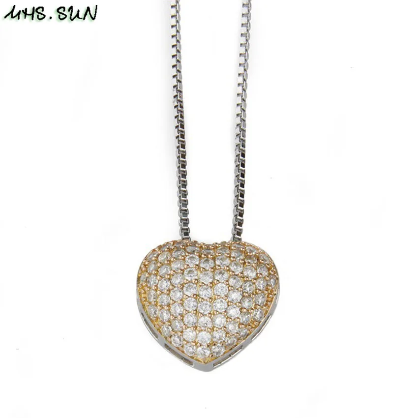 MHS. SUN 1 шт. романтическое ожерелье с кубическим цирконием ААА, ювелирное изделие с подвеской в виде сердца, модное женское ожерелье на цепочке, колье с кристаллами, вечерние, подарок - Окраска металла: 6