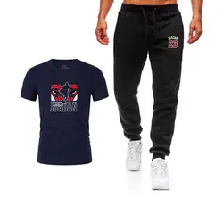 2019 брендовые комплекты, летние мужские футболки + штаны, летние комплекты, Лидер продаж, хлопковые удобные комплекты, футболка с коротким