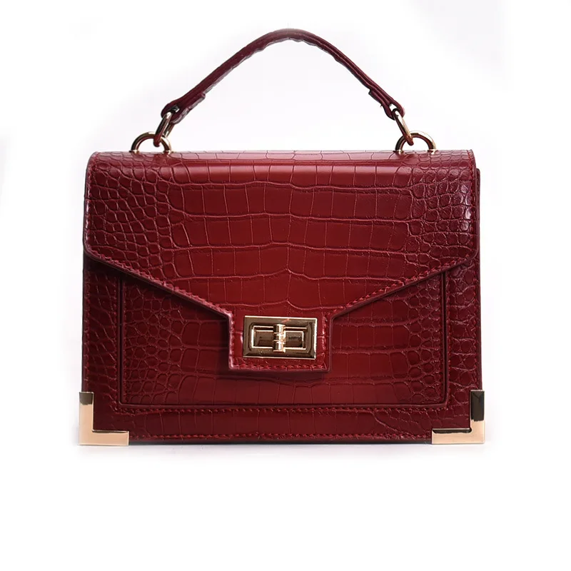 

Retro Fashion Female Square Bag 2018 New Quality PU Leather Women Bag Crocodile Pattern Tote Bag Lock Shoulder Messenger Bags