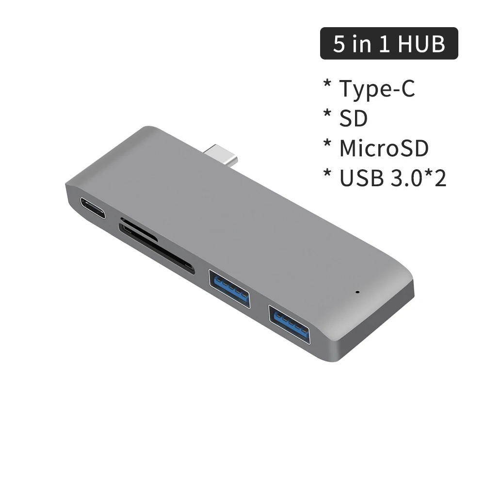 5 IN 1 USB Type C Multi USB C HUB For MacBook Air hab USB C To USB 3.0 PD Charge TF SD Card Slot USB Splitter Dock For Laptop