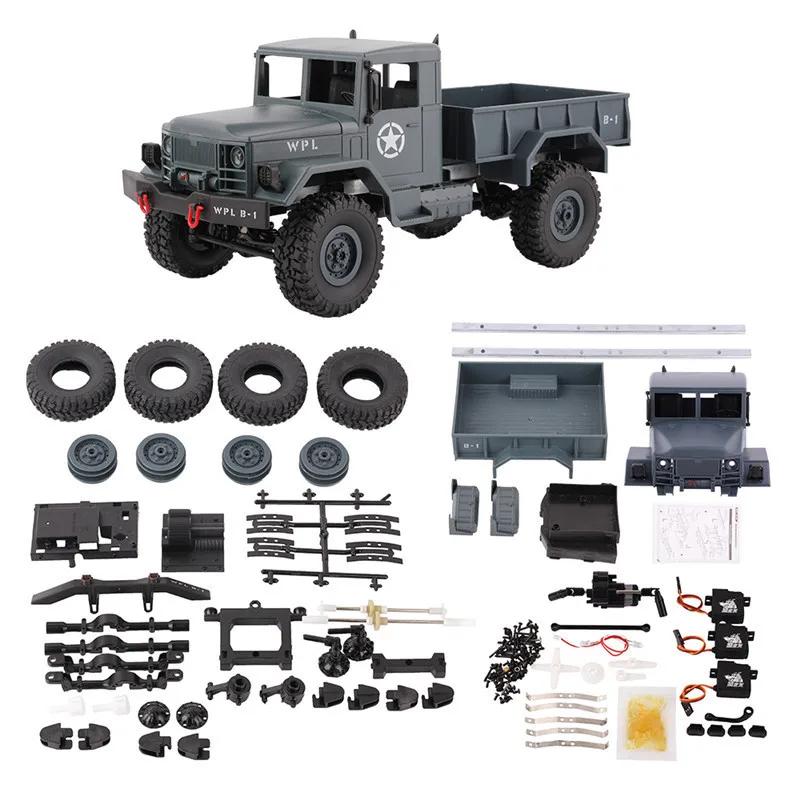 

WPL B-14K 1:16 Car KIT Remote Control Car 2.4G RC Military Truck 4WD Off-road Car Accessories DIY Toy For Kids