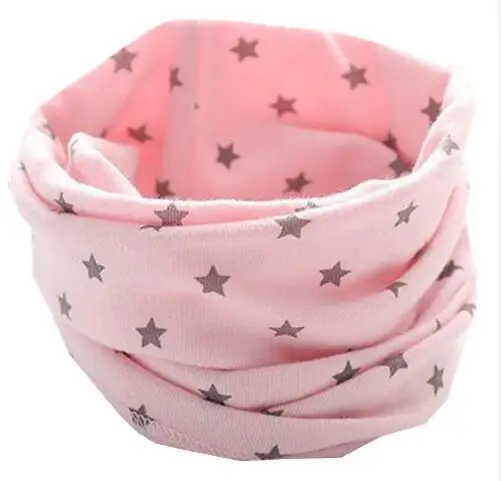 Осень-зима детей LIC хлопковый шарф для детей шеи шарф для мальчиков и девочек шарфы ребенок воротник теплый уплотнительное кольцо магия шейный платок - Цвет: pink small star