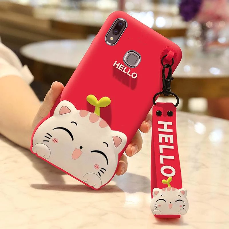 For Xiaomi Mi 6x smile cat 3D case for Xiaomi 5x soft silicone back cover for Mi 8 se cartoon phone shell girl gift + hand strap