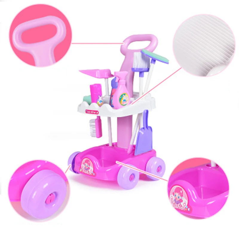 Интерактивные игрушки, Имитационные домашние пылесосы, Кухонные мини-уборочные тележки для уборки, игровой набор, игрушка для уборки детей