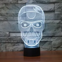 HAOCHU 3D Luces Cráneo USB Optical Illusion Atmósfera de Vacaciones de Iluminación LED Lámpara de Mesa Decoración de La Novedad 7 Colores