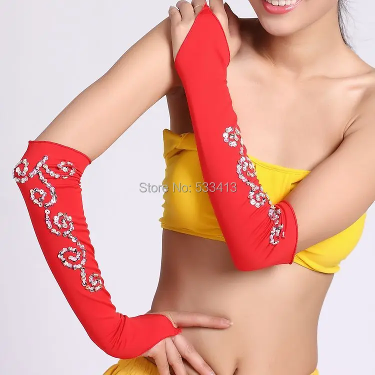 

Belly dance gloves arm sleeve belly dance swimming cloth beaded gloves accessories 11 color with pair