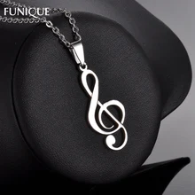 FUNIQUE, музыкальная нота, амулеты серебристого оттенка, ожерелье из нержавеющей стали, подвеска для изготовления женщин и мужчин, ожерелье, ювелирное изделие 46*18 мм