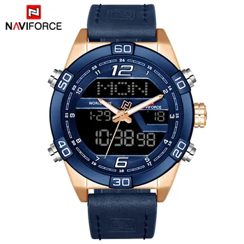 

NAVIFORCE Luxury Brand Men Watch Waterproof Sports Mens Watches Quartz Date Clock Man Leather Army Military Wrist Watch Blue