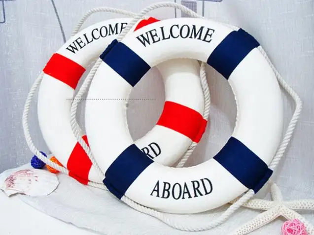 

1PC Fashion Mediterranean Family Adorment Life Buoy Crafts 3D Wall Sticker Living Room Decoration Nautical Home Decor EJ870215