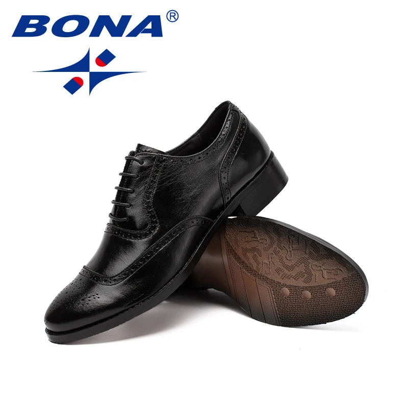 BONA/Новинка; классические стильные мужские Формальные туфли; Мужские модельные туфли из натуральной кожи; Мужская офисная обувь на шнуровке; удобная быстрая